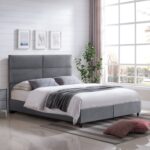 ΚΡΕΒΑΤΙ ΜΕ ΣΤΡΩΜΑ ΔΙΠΛΟ MILO HM21163 ΓΚΡΙ ΒΕΛΟΥΔΟ & ΑΠΟΘ.ΧΩΡΟΣ-ΓΙΑ 160x200εκ. - Image 2