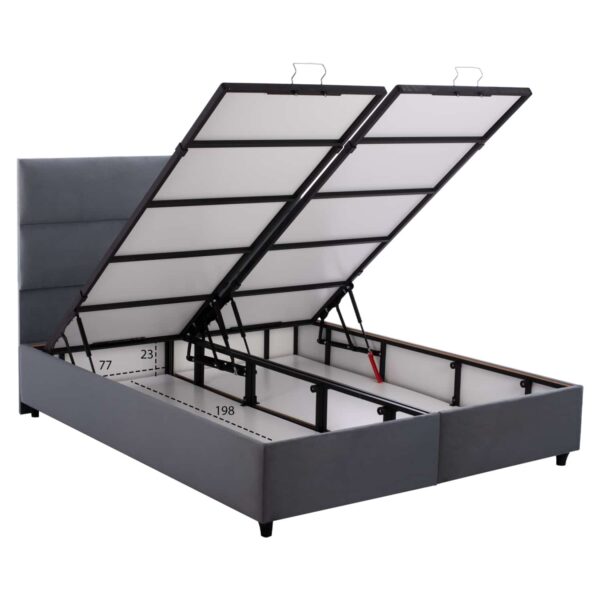 ΚΡΕΒΑΤΙ ΜΕ ΣΤΡΩΜΑ ΔΙΠΛΟ MILO HM21163 ΓΚΡΙ ΒΕΛΟΥΔΟ & ΑΠΟΘ.ΧΩΡΟΣ-ΓΙΑ 160x200εκ. - Image 4