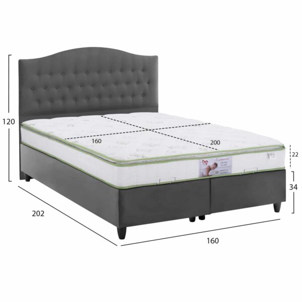 ΚΡΕΒΑΤΙ ΜΕ ΣΤΡΩΜΑ ΔΙΠΛΟ MALENA HM21164 ΓΚΡΙ ΒΕΛΟΥΔΟ & ΑΠΟΘ.ΧΩΡΟΣ-ΓΙΑ 160x200εκ. - Image 3