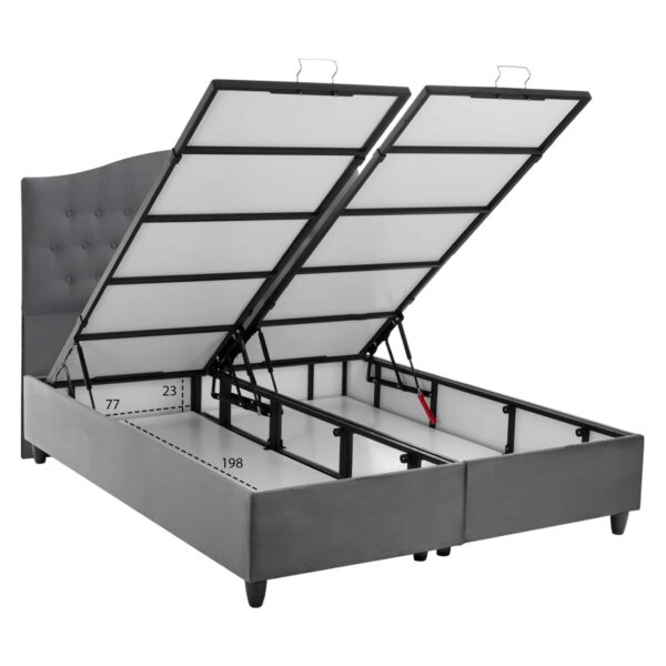 ΚΡΕΒΑΤΙ ΜΕ ΣΤΡΩΜΑ ΔΙΠΛΟ MALENA HM21164 ΓΚΡΙ ΒΕΛΟΥΔΟ & ΑΠΟΘ.ΧΩΡΟΣ-ΓΙΑ 160x200εκ. - Image 4