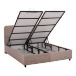 ΚΡΕΒΑΤΙ ΜΕ ΣΤΡΩΜΑ ΔΙΠΛΟ DOLORES HM21165 ΜΠΕΖ ΥΦΑΣΜΑ & ΑΠΟΘ.ΧΩΡΟΣ-ΓΙΑ 160x200εκ. - Image 4