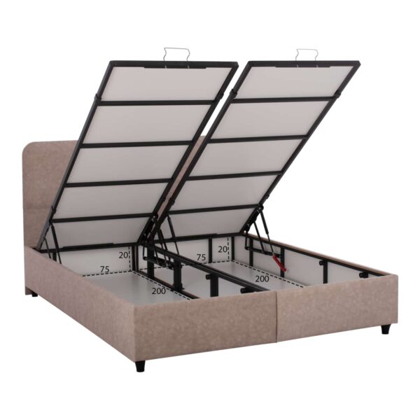 ΚΡΕΒΑΤΙ ΜΕ ΣΤΡΩΜΑ ΔΙΠΛΟ DOLORES HM21165 ΜΠΕΖ ΥΦΑΣΜΑ & ΑΠΟΘ.ΧΩΡΟΣ-ΓΙΑ 160x200εκ. - Image 4