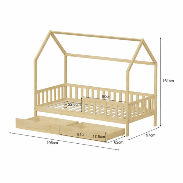 ΚΡΕΒΑΤΙ ΠΑΙΔΙΚΟ ΜΕ ΣΥΡΤΑΡΙΑ PHYLLIS HM724.01 τ.MONTESSORI ΦΥΣΙΚΟ 196x97x161Υεκ. - Image 3