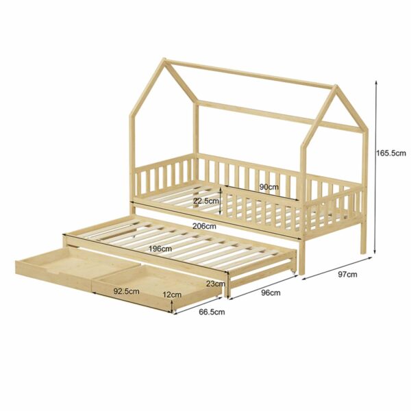 ΠΑΙΔΙΚΟ ΚΡΕΒΑΤΙ 3 ΣΕ 1 PHYLLIS HM723.01 ΞΥΛΟ ΠΕΥΚΟΥ ΦΥΣΙΚΟ 206x97x166Υεκ. - Image 3
