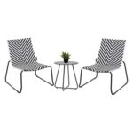 ΣΕΤ LOUNGE 3TMX ΕΞ.ΧΩΡΟΥ PONY HM21193 ΜΕΤΑΛΛΟ ΣΕ ΓΚΡΙ--ΣΥΝΘ.RATTAN ΣΕ ΛΕΥΚΟ-ΜΑΥΡΟ