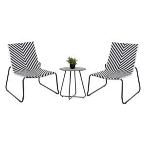 ΣΕΤ LOUNGE 3TMX ΕΞ.ΧΩΡΟΥ PONY HM21193 ΜΕΤΑΛΛΟ ΣΕ ΓΚΡΙ--ΣΥΝΘ.RATTAN ΣΕ ΛΕΥΚΟ-ΜΑΥΡΟ