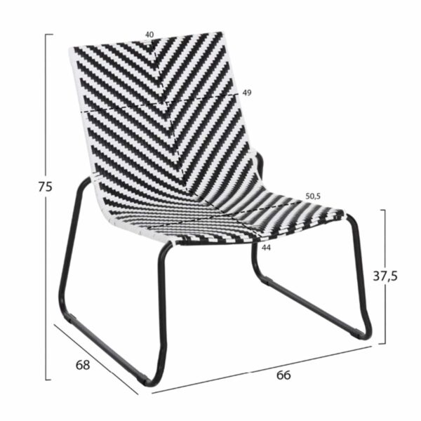 ΣΕΤ LOUNGE 3TMX ΕΞ.ΧΩΡΟΥ PONY HM21193.02 ΜΕΤΑΛΛΟ ΚΑΙ ΣΥΝΘ.RATTAN ΣΕ ΛΕΥΚΟ-ΜΑΥΡΟ - Image 3