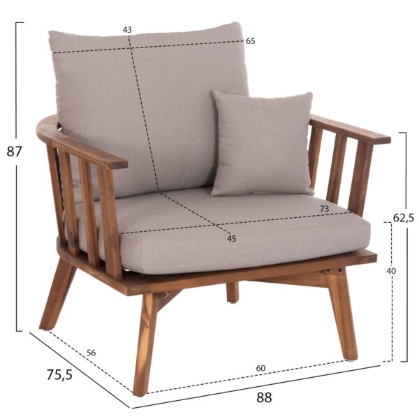 ΣΕΤ ΣΑΛΟΝΙ ΕΞΩΤ.ΧΩΡΟΥ 4TMX HARRA HM6236 ΞΥΛΟ ΑΚΑΚΙΑΣ ΦΥΣΙΚΟ--ΜΑΞΙΛΑΡΙΑ ΓΚΡΙ - Image 3