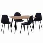 ΣΕΤ ΤΡΑΠΕΖΑΡΙΑΣ 5ΤΜΧ ALIZA HM11196.09 MDF TOP-ΒΕΛΟΥΔΟ & ΜΕΤΑΛΛΟ ΣΕ ΜΑΥΡΟ