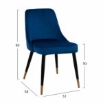 ΣΕΤ ΤΡΑΠΕΖΑΡΙΑΣ 5ΤΜΧ JOLIE HM11198.08 MDF TOP-ΒΕΛΟΥΔΟ ΜΠΛΕ & ΜΕΤΑΛΛΟ ΜΑΥΡΟ - Image 3