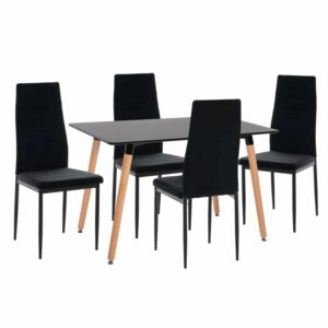 ΣΕΤ ΤΡΑΠΕΖΑΡΙΑΣ 5ΤΜΧ MINIMAL HM21173 MDF TOP ΜΑΥΡΟ-ΒΕΛΟΥΔΟ & ΜΕΤΑΛΛΟ ΜΑΥΡΟ