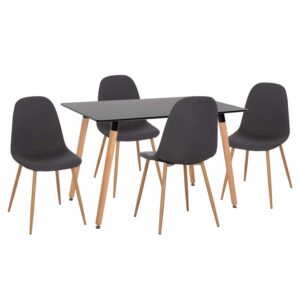 ΣΕΤ ΤΡΑΠΕΖΑΡΙΑΣ 5ΤΜΧ MINARDO HM21179 MDF TOP ΣΕ ΜΑΥΡΟ--ΣΚΟΥΡΟ ΓΚΡΙ ΥΦΑΣΜΑ