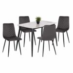 ΣΕΤ ΤΡΑΠΕΖΑΡΙΑΣ 5ΤΜΧ LATRELL HM21192 ΤΡΑΠΕΖΙ ΚΕΡΑΜΙΚΟ TOP-ΒΕΛΟΥΔΟ ΓΚΡΙ ΚΑΡΕΚΛΕΣ