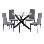 ΣΕΤ ΤΡΑΠΕΖΑΡΙΑΣ 5ΤΜΧ LADY HM21199.01 ΓΥΑΛΙ--ΜΕΤΑΛΛΟ ΣΕ ΜΑΥΡΟ & ΒΕΛΟΥΔΟ ΓΚΡΙ