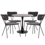 ΣΕΤ ΤΡΑΠΕΖΑΡΙΑΣ 5ΤΜΧ BROLIN HM21200 MDF TOP & ΜΕΤΑΛΛΟ ΜΑΥΡΟ-ΣΚΟΥΡΟ ΓΚΡΙ ΥΦΑΣΜΑ