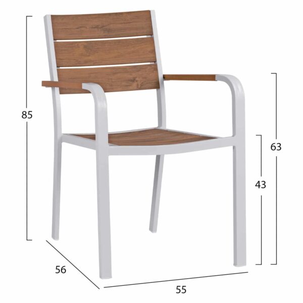 ΣΕΤ ΤΡΑΠΕΖΑΡΙΑΣ 5ΤΜΧ ΤΡΑΠ. 150Χ90 & ΠΟΛ/ΝΕΣ ΑΛΟΥΜΙΝΙΟΥ ΜΕ POLYWOOD ΛΕΥΚΕΣ HM11706.01 - Image 3
