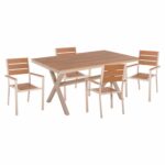 ΣΕΤ ΤΡΑΠΕΖΑΡΙΑΣ SAGA HM21196 ΤΡΑΠΕΖΙ & 4 ΠΟΛΥΘΡΟΝΕΣ-ΑΛΟΥΜΙΝΙΟ & POLYWOOD-ΣΑΜΠΑΝΙ