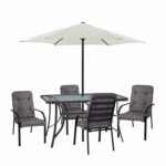 ΣΕΤ ΤΡΑΠΕΖΑΡΙΑΣ ΜΕ ΟΜΠΡΕΛΑ ENDIKA HM21171 ΤΡΑΠΕΖΙ ΜΕ 4 ΠΟΛΥΘΡΟΝΕΣ--ΓΚΡΙ