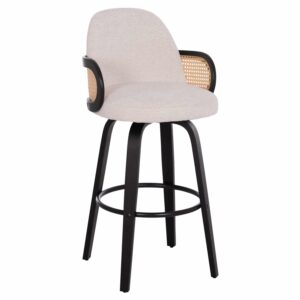 ΣΚΑΜΠΟ ΜΠΑΡ ΠΕΡΙΣΤΡΕΦΟΜΕΝΟ BECKER HM18251.02 PLYWOOD ΜΑΥΡΟ--ΕΚΡΟΥ ΥΦΑΣΜΑ 50x52x100Υ