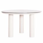 ΤΡΑΠΕΖΙ ΑΛΟΥΜΙΝΙΟΥ DOSUN HM6201.02 ΚΡΕΜ ΣΚΕΛΕΤΟΣ-3D PRINT ΓΥΑΛΙ-ΚΕΡΑΜΙΚΟ LOOK Φ120εκ - Image 3