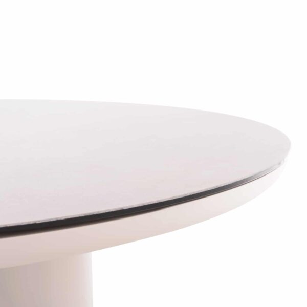 ΤΡΑΠΕΖΙ ΑΛΟΥΜΙΝΙΟΥ DOSUN HM6201.02 ΚΡΕΜ ΣΚΕΛΕΤΟΣ-3D PRINT ΓΥΑΛΙ-ΚΕΡΑΜΙΚΟ LOOK Φ120εκ - Image 6