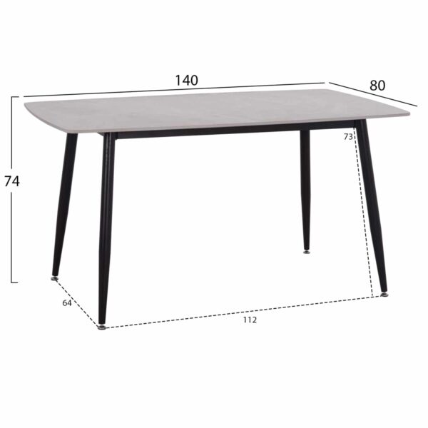 ΤΡΑΠΕΖΙ RAVEN HM18149.13 ΚΕΡΑΜΙΚΟ TOP ΜΕ ΟΨΗ ΓΚΡΙ ΜΑΡΜΑΡΟ 140x80x74Υεκ. - Image 2