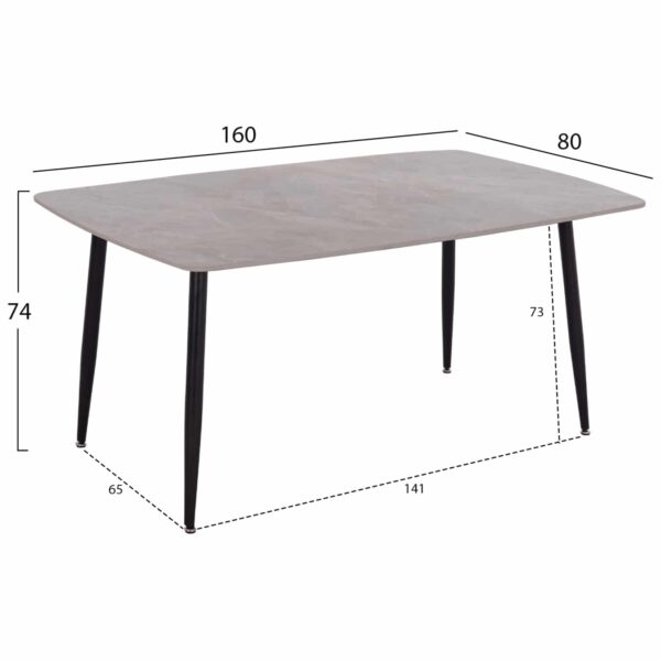 ΤΡΑΠΕΖΙ RAVEN HM18150.13 ΚΕΡΑΜΙΚΟ TOP ΜΕ ΟΨΗ ΓΚΡΙ ΜΑΡΜΑΡΟ 160x80x74Υεκ. - Image 2