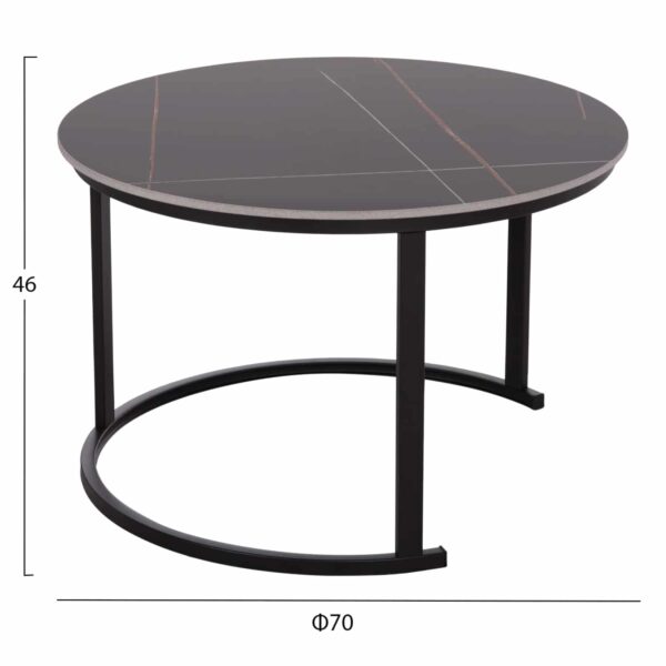 ΤΡΑΠΕΖΙ ΣΑΛΟΝΙΟΥ 2ΤΜΧ TALOS ΚΕΡΑΜΙΚΟ TOP ΜΕ ΟΨΗ ΜΑΥΡΟΥ ΜΑΡΜΑΡΟΥ HM18140.02 Φ70+Φ50 - Image 2