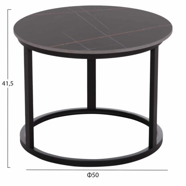 ΤΡΑΠΕΖΙ ΣΑΛΟΝΙΟΥ 2ΤΜΧ TALOS ΚΕΡΑΜΙΚΟ TOP ΜΕ ΟΨΗ ΜΑΥΡΟΥ ΜΑΡΜΑΡΟΥ HM18140.02 Φ70+Φ50 - Image 3