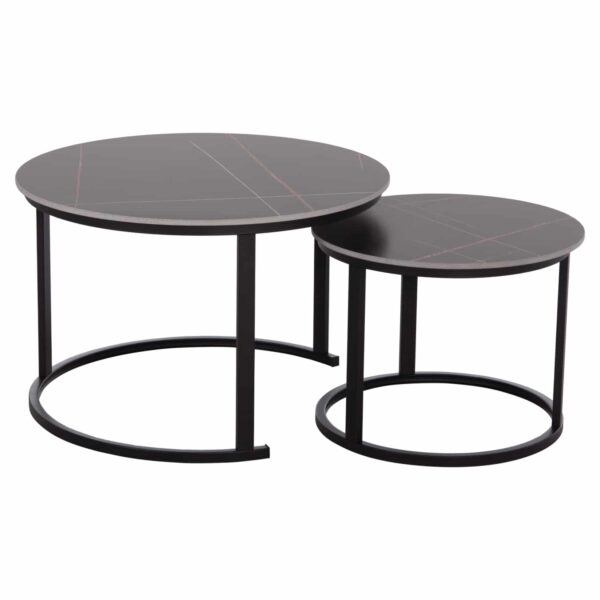 ΤΡΑΠΕΖΙ ΣΑΛΟΝΙΟΥ 2ΤΜΧ TALOS ΚΕΡΑΜΙΚΟ TOP ΜΕ ΟΨΗ ΜΑΥΡΟΥ ΜΑΡΜΑΡΟΥ HM18140.02 Φ70+Φ50 - Image 4