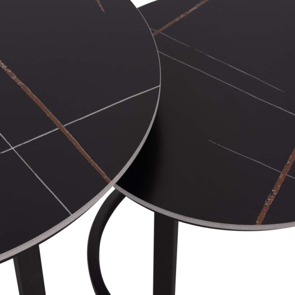 ΤΡΑΠΕΖΙ ΣΑΛΟΝΙΟΥ 2ΤΜΧ TALOS ΚΕΡΑΜΙΚΟ TOP ΜΕ ΟΨΗ ΜΑΥΡΟΥ ΜΑΡΜΑΡΟΥ HM18140.02 Φ70+Φ50 - Image 5