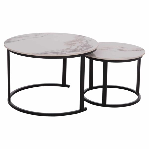 ΤΡΑΠΕΖΙ ΣΑΛΟΝΙΟΥ 2ΤΜΧ TALOS ΛΕΥΚΟ ΜΕ ΚΑΦΕ ΝΕΡΑ ΚΕΡΑΜΙΚΟ TOP HM18140.03 Φ70+Φ50 - Image 4