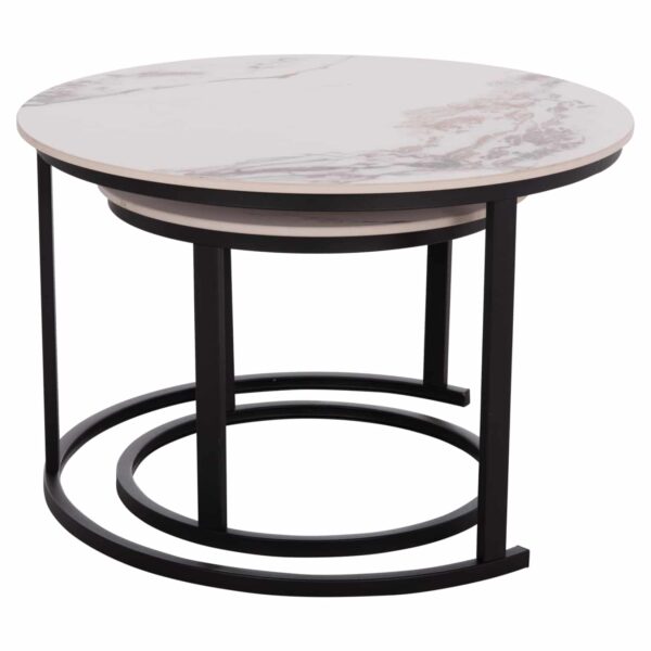 ΤΡΑΠΕΖΙ ΣΑΛΟΝΙΟΥ 2ΤΜΧ TALOS ΛΕΥΚΟ ΜΕ ΚΑΦΕ ΝΕΡΑ ΚΕΡΑΜΙΚΟ TOP HM18140.03 Φ70+Φ50 - Image 6