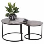 ΤΡΑΠΕΖΙ ΣΑΛΟΝΙΟΥ 2ΤΜΧ TALOS ΚΕΡΑΜΙΚΟ TOP ΜΕ ΟΨΗ ΓΚΡΙ ΜΑΡΜΑΡΟΥ HM18140.04 Φ70+Φ50