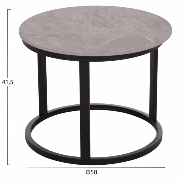 ΤΡΑΠΕΖΙ ΣΑΛΟΝΙΟΥ 2ΤΜΧ TALOS ΚΕΡΑΜΙΚΟ TOP ΜΕ ΟΨΗ ΓΚΡΙ ΜΑΡΜΑΡΟΥ HM18140.04 Φ70+Φ50 - Image 3