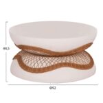 ΤΡΑΠΕΖΙ ΣΑΛΟΝΙΟΥ ANNA HM18157.02 FIBER CEMENT ΛΕΥΚΟ-ΦΥΣΙΚΟ RATTAN--Φ92x44.5Υεκ - Image 2