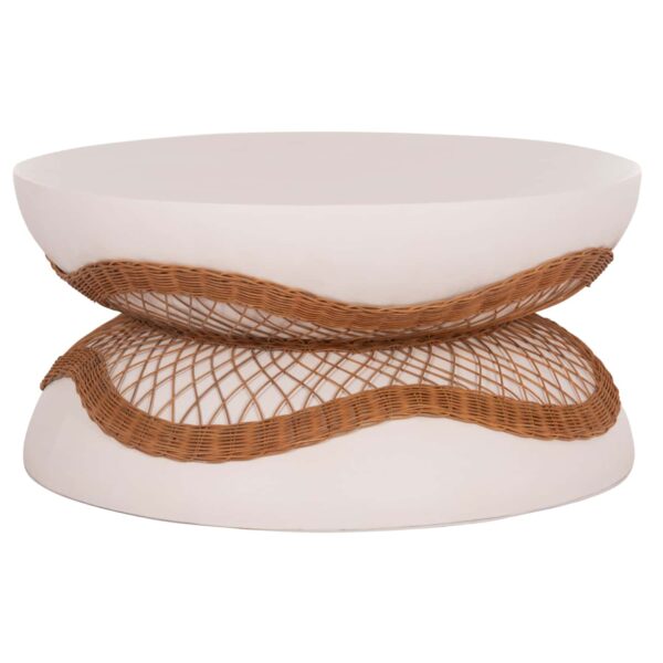 ΤΡΑΠΕΖΙ ΣΑΛΟΝΙΟΥ ANNA HM18157.02 FIBER CEMENT ΛΕΥΚΟ-ΦΥΣΙΚΟ RATTAN--Φ92x44.5Υεκ - Image 4