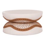 ΤΡΑΠΕΖΙ ΣΑΛΟΝΙΟΥ ANNA HM18157.02 FIBER CEMENT ΛΕΥΚΟ-ΦΥΣΙΚΟ RATTAN--Φ92x44.5Υεκ - Image 5