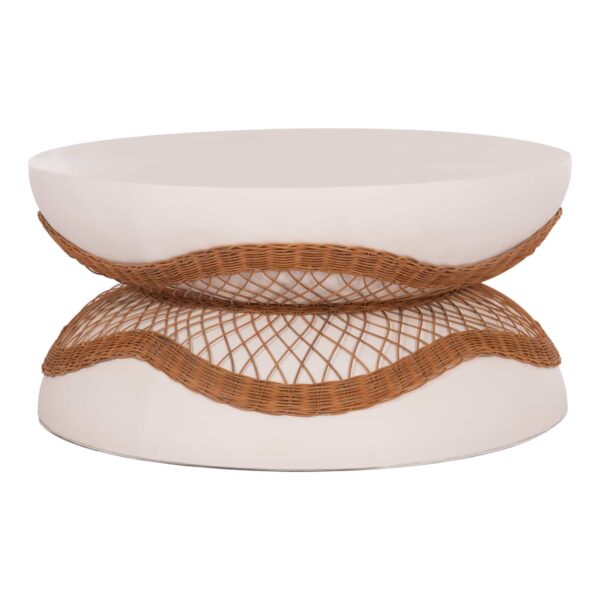 ΤΡΑΠΕΖΙ ΣΑΛΟΝΙΟΥ ANNA HM18157.02 FIBER CEMENT ΛΕΥΚΟ-ΦΥΣΙΚΟ RATTAN--Φ92x44.5Υεκ - Image 5