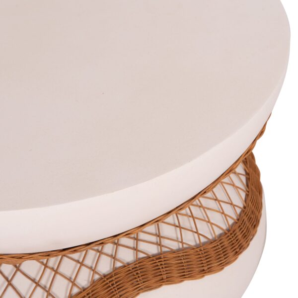 ΤΡΑΠΕΖΙ ΣΑΛΟΝΙΟΥ ANNA HM18157.02 FIBER CEMENT ΛΕΥΚΟ-ΦΥΣΙΚΟ RATTAN--Φ92x44.5Υεκ - Image 6