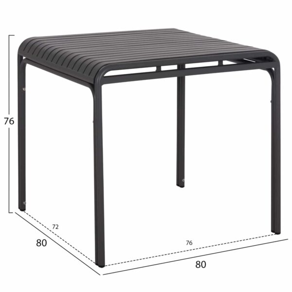 ΤΡΑΠΕΖΙ ΤΕΤΡΑΓΩΝΟ ΑΛΟΥΜΙΝΙΟΥ RACHEL HM6338.01 ΓΚΡΙ 80x80x76Υεκ. - Image 2