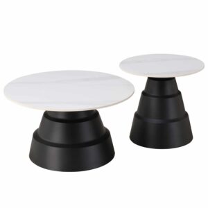 ΤΡΑΠΕΖΙΑ ΣΑΛΟΝΙΟΥ LIDOK HM18261.01 ΚΕΡΑΜΙΚΑ TOP ΟΨΗ ΛΕΥΚΟΥ ΜΑΡΜΑΡΟΥ Φ50εκ & Φ70εκ