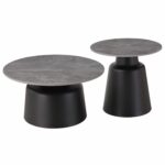 ΤΡΑΠΕΖΙΑ ΣΑΛΟΝΙΟΥ RINKON HM18263.03 ΚΕΡΑΜΙΚΑ TOP ΟΨΗ ΓΚΡΙ ΜΑΡΜΑΡΟΥ Φ50εκ & Φ70εκ