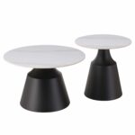 ΤΡΑΠΕΖΙΑ ΣΑΛΟΝΙΟΥ CORREN HM18264.01 ΚΕΡΑΜΙΚΑ TOP ΟΨΗ ΛΕΥΚΟΥ ΜΑΡΜΑΡΟΥ Φ50εκ & Φ70εκ