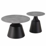 ΤΡΑΠΕΖΙΑ ΣΑΛΟΝΙΟΥ CORREN HM18264.03 ΚΕΡΑΜΙΚΑ TOP ΟΨΗ ΓΚΡΙ ΜΑΡΜΑΡΟΥ Φ50εκ & Φ70εκ