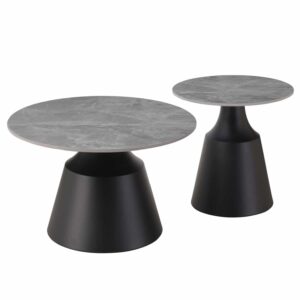 ΤΡΑΠΕΖΙΑ ΣΑΛΟΝΙΟΥ CORREN HM18264.03 ΚΕΡΑΜΙΚΑ TOP ΟΨΗ ΓΚΡΙ ΜΑΡΜΑΡΟΥ Φ50εκ & Φ70εκ