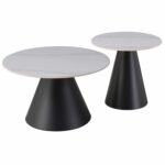 ΤΡΑΠΕΖΙΑ ΣΑΛΟΝΙΟΥ RIDGE HM18266.01 ΚΕΡΑΜΙΚΑ TOP ΜΕ ΟΨΗ ΛΕΥΚΟΥ ΜΑΡΜΑΡΟΥ Φ50εκ & Φ70εκ