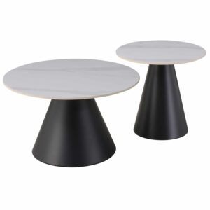 ΤΡΑΠΕΖΙΑ ΣΑΛΟΝΙΟΥ RIDGE HM18266.01 ΚΕΡΑΜΙΚΑ TOP ΜΕ ΟΨΗ ΛΕΥΚΟΥ ΜΑΡΜΑΡΟΥ Φ50εκ & Φ70εκ