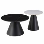 ΤΡΑΠΕΖΙΑ ΣΑΛΟΝΙΟΥ RIDGE HM18266.10 ΚΕΡΑΜΙΚΑ TOP ΜΕ ΟΨΗ ΜΑΥΡΟΥ-ΛΕΥΚΟΥ ΜΑΡΜΑΡΟΥ Φ50εκ & Φ70εκ