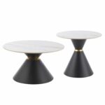 ΤΡΑΠΕΖΙΑ ΣΑΛΟΝΙΟΥ NANDO HM18267.01 ΚΕΡΑΜΙΚΑ TOP ΟΨΗ ΛΕΥΚΟ ΜΑΡΜΑΡΟ Φ60εκ & Φ80εκ